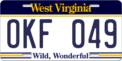 WV license plate OKF049