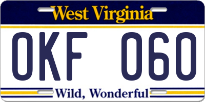 WV license plate OKF060