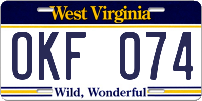 WV license plate OKF074