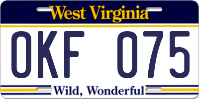 WV license plate OKF075