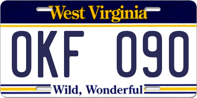 WV license plate OKF090