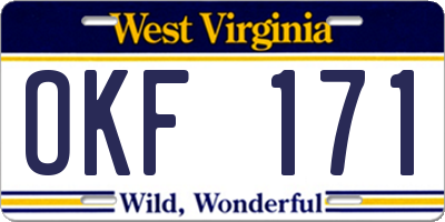 WV license plate OKF171