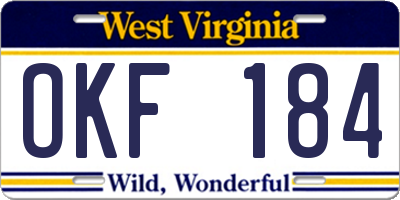 WV license plate OKF184