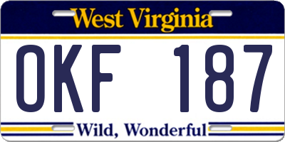 WV license plate OKF187