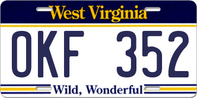 WV license plate OKF352