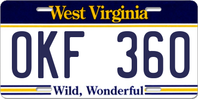 WV license plate OKF360