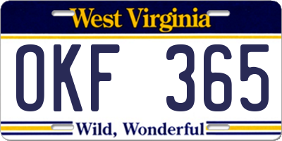 WV license plate OKF365