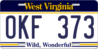 WV license plate OKF373