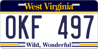WV license plate OKF497