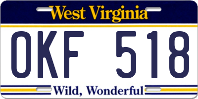 WV license plate OKF518