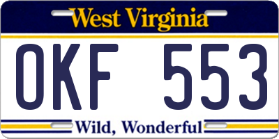 WV license plate OKF553