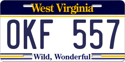 WV license plate OKF557
