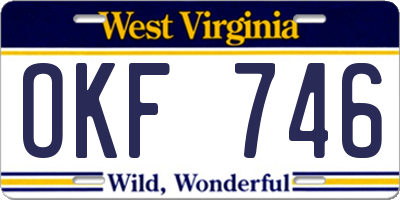 WV license plate OKF746