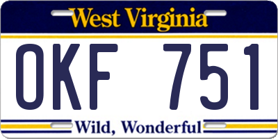 WV license plate OKF751