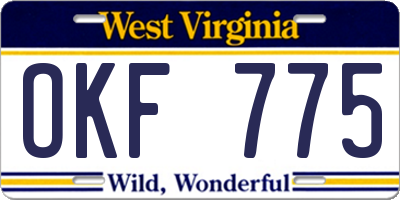 WV license plate OKF775