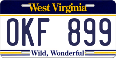 WV license plate OKF899