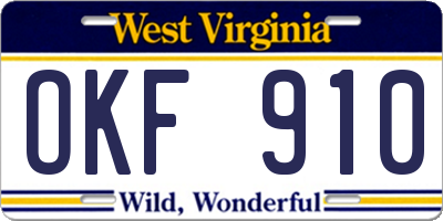 WV license plate OKF910