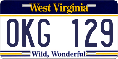 WV license plate OKG129