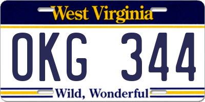 WV license plate OKG344