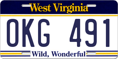 WV license plate OKG491