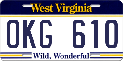WV license plate OKG610