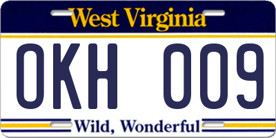 WV license plate OKH009
