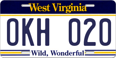 WV license plate OKH020