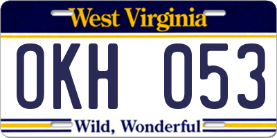 WV license plate OKH053