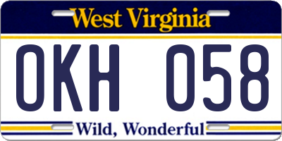 WV license plate OKH058