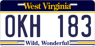 WV license plate OKH183