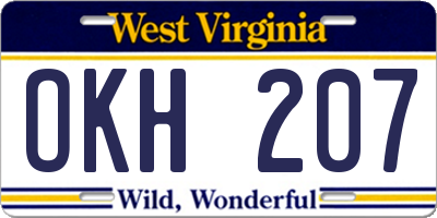 WV license plate OKH207