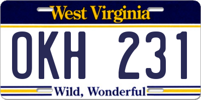 WV license plate OKH231