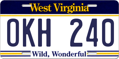 WV license plate OKH240