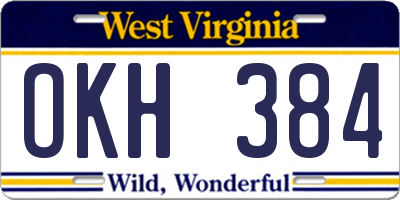 WV license plate OKH384