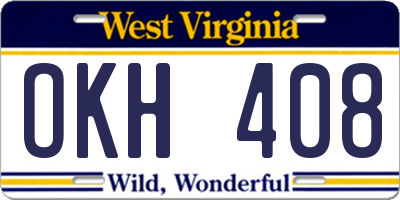 WV license plate OKH408