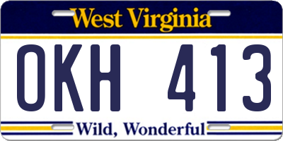 WV license plate OKH413