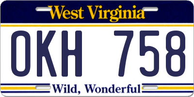 WV license plate OKH758