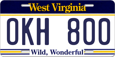 WV license plate OKH800