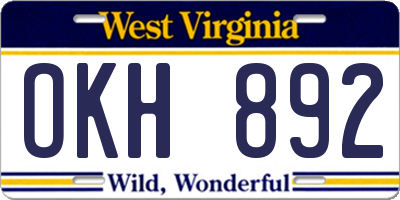 WV license plate OKH892