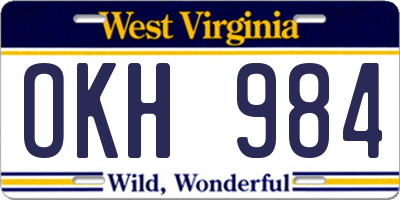 WV license plate OKH984