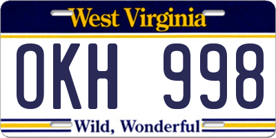 WV license plate OKH998
