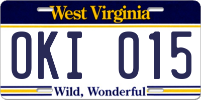 WV license plate OKI015