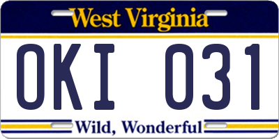 WV license plate OKI031