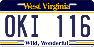 WV license plate OKI116