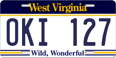 WV license plate OKI127