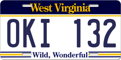 WV license plate OKI132