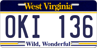 WV license plate OKI136
