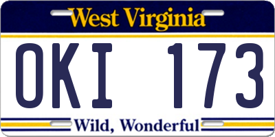 WV license plate OKI173