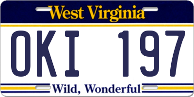 WV license plate OKI197