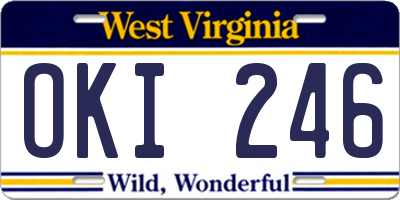 WV license plate OKI246
